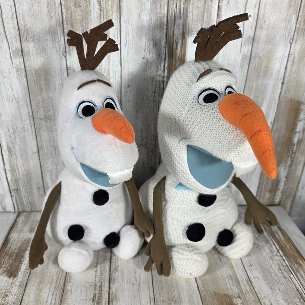 Disney Frozen Olaf Plush Set Knit Texture and Glitter Snowman 15in and 13in